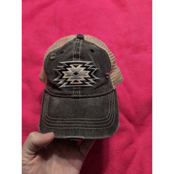 C.C Ponytail Messy Buns Trucker Ponycaps Plain Baseball Hat Distressed Aztec - Picture 2 of 9